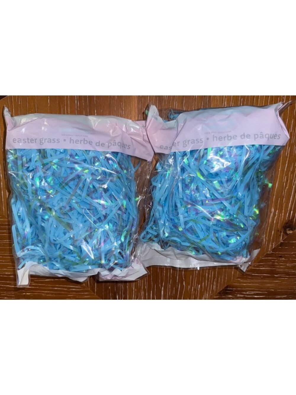 Easter Grass Shredded Filler 2-Pack Blue With Iridescent Highlights Perfect For